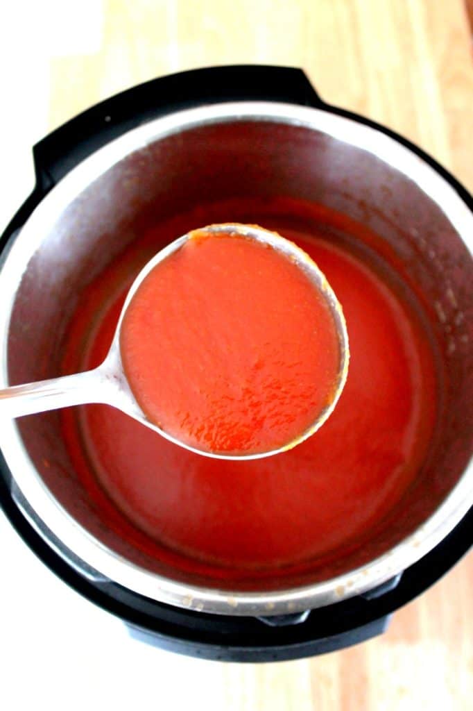 closeup of Thick and smooth homemade tomato ketchup texture