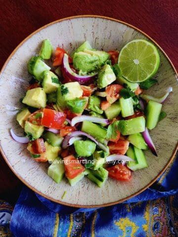 Indian avocado cucumber tomato salad recipe