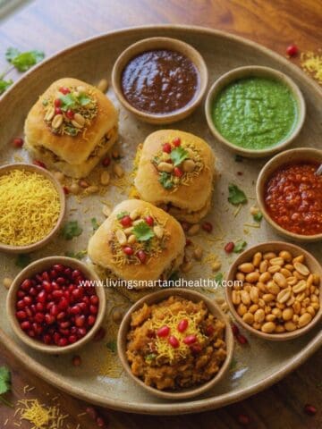 1. Homemade Dabeli with roasted peanuts, onions, cilantro, and pomegranate